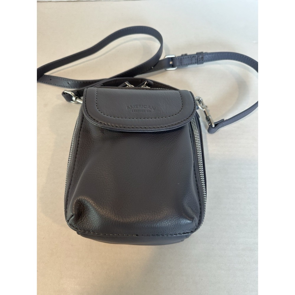 American Leather Co. Tribeca Leather Crossbody Bag Top Handle Soft Ink Blue New